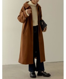 [低身長/高身長サイズ有]ウールタッチラグランスリーブステンカラーコート