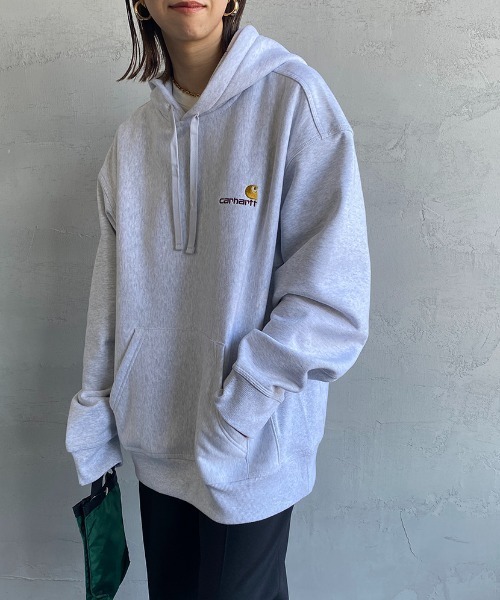 Carhartt WIP（カーハートダブリューアイピー）の「[carhartt WIP/カーハートダブリューアイピー] AMERICAN SCRIPT ワンポイントロゴ刺繍スウェットパーカー（パーカー・レディース・ブラック/ライトグレー/ダークグリーン/ブラウン/ホワイト・XS/S/M/L/XL）」の4枚目の写真