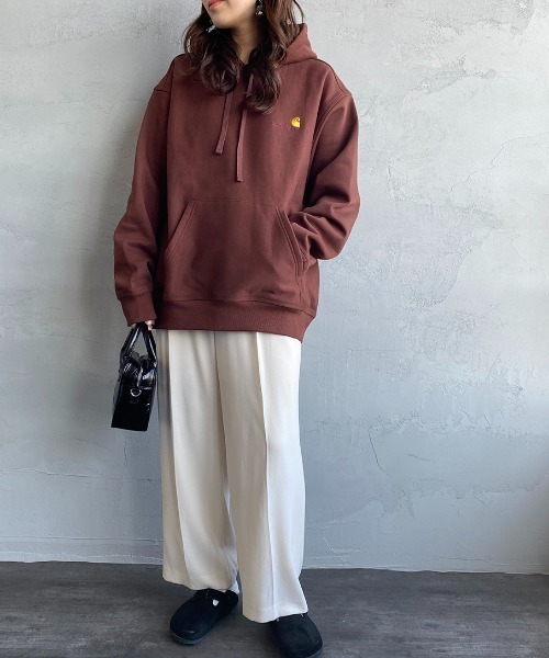 Carhartt WIP（カーハートダブリューアイピー）の「[carhartt WIP/カーハートダブリューアイピー] AMERICAN SCRIPT ワンポイントロゴ刺繍スウェットパーカー（パーカー・レディース・ブラック/ライトグレー/ダークグリーン/ブラウン/ホワイト・XS/S/M/L/XL）」の18枚目の写真