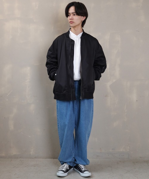 SPINNS（スピンズ）の「【ビックシルエット】ナイロン MA-1 ブルゾン（MA-1・メンズ・ブラック/グレー/カーキ・ONESIZE）」の16枚目の写真