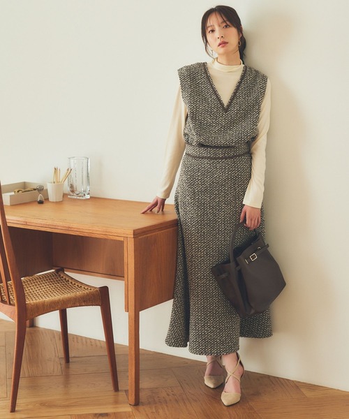 Andemiu（アンデミュウ）の「【セットアップ対応】ツイード×カット2P180625（Tシャツ/カットソー・レディース・ブラウン/グレー/ブラック・FREE）」の6枚目の写真