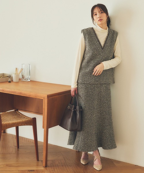 Andemiu（アンデミュウ）の「【セットアップ対応】ツイード×カット2P180625（Tシャツ/カットソー・レディース・ブラウン/グレー/ブラック・FREE）」の7枚目の写真