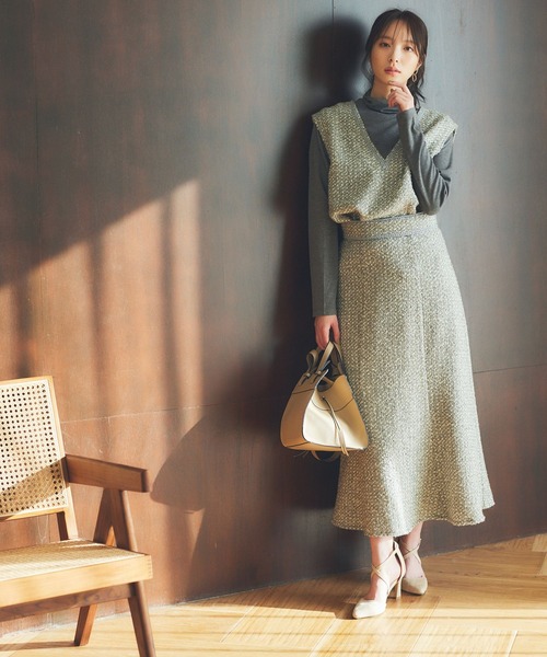 Andemiu（アンデミュウ）の「【セットアップ対応】ツイード×カット2P180625（Tシャツ/カットソー・レディース・ブラウン/グレー/ブラック・FREE）」の8枚目の写真