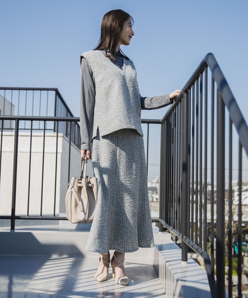 Andemiu（アンデミュウ）の「【セットアップ対応】ツイード×カット2P180625（Tシャツ/カットソー・レディース・ブラウン/グレー/ブラック・FREE）」の10枚目の写真