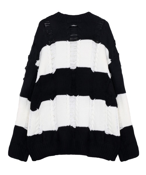 Figments(フィグメンツ)の「ダメージボーダーニット(ニット/セーター・レディース・ブラック・FREE)」の5枚目の写真