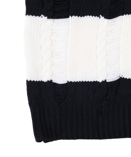 Figments(フィグメンツ)の「ダメージボーダーニット(ニット/セーター・レディース・ブラック・FREE)」の7枚目の写真