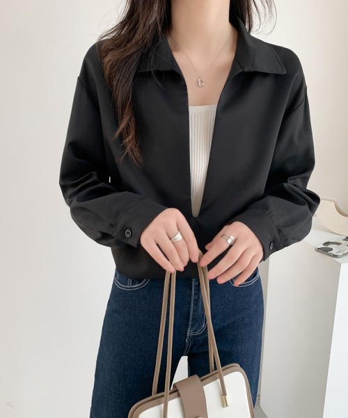 ABITOKYO(アビトーキョー)の「深めキーネックシャツブラウス(シャツ/ブラウス・レディース・ブラック/ダークブラウン/ベージュ・M/L)」の8枚目の写真