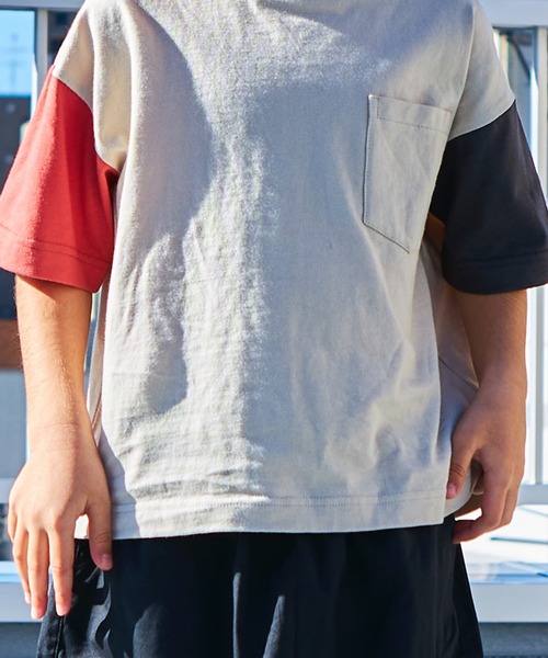 PAIRMANON STREET（ペアマノンストリート）の「【PAIRMANON STREET】【プレミアムコットン100】選べる2タイプポケット付き半袖Tシャツ（Tシャツ/カットソー・キッズ・グリーン/レッド/ブラック/パープル/ブラックミックス/ブルー系その他2/ブルー系その他/ベージュ系その他/ライトブルー/ホワイト/ホワイト系その他/オレンジ・120/140/130/150/100/110/90）」の21枚目の写真