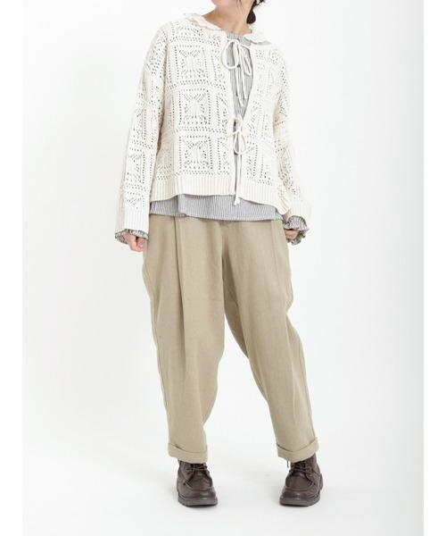 Samansa Mos2(サマンサ モスモス)の「前後着透かしニット(ニット/セーター・レディース・ミント/キャメル/キナリ・フリ-)」の4枚目の写真