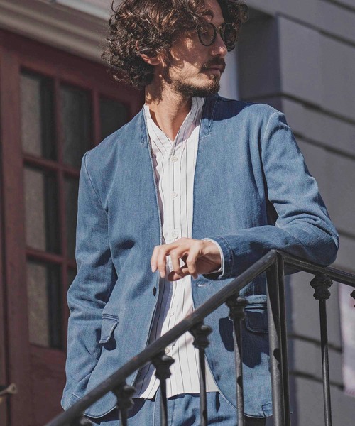 felkod(フィルコッド)の「mj9090-Stretch Denim Collarless Jacket デニムジャケット(デニムジャケット・メンズ・ブラック/ブルー系その他・L/M/S)」の18枚目の写真