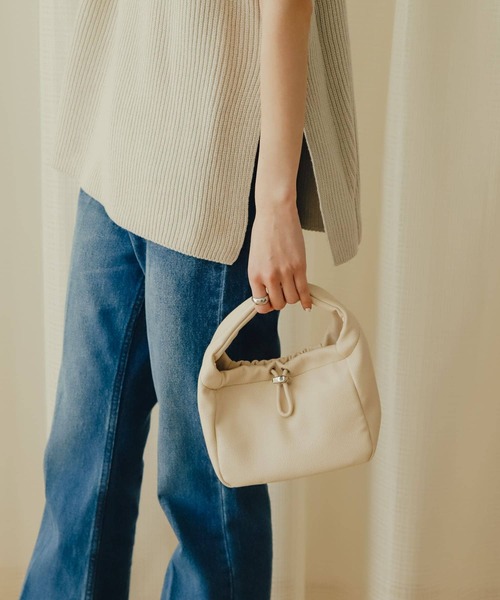 SENSE OF PLACE by URBAN RESEARCH（センスオブプレイスバイアーバンリサーチ）の「ドローコードワンハンドルバッグ（ハンドバッグ・レディース・アイボリー/ブラック/パープル・ONE）」の7枚目の写真