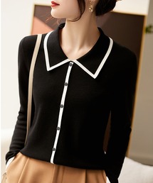 MAISON DE THERESE | バイカラーパイピングニットトップス(ニット/セーター)