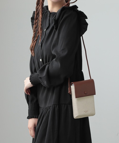 ALTROSE（アルトローズ）の「ミニショルダーバッグ スマホ ポシェット リネンバッグ エネル2（ショルダーバッグ・レディース・ブラック/アイボリー/キャメル/オレンジ・FREE）」の3枚目の写真