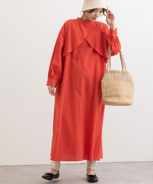 POU DOU DOU（プードゥドゥ）の「ケープデザイン2wayワンピース（ワンピース・レディース・イエロー/オレンジ/ミント/ライトグレー・3）」の4枚目の写真