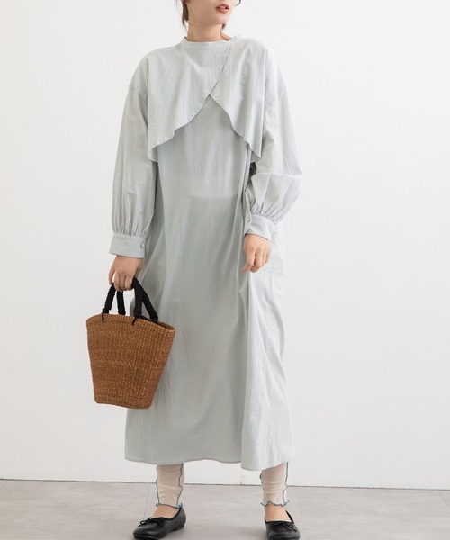 POU DOU DOU（プードゥドゥ）の「ケープデザイン2wayワンピース（ワンピース・レディース・イエロー/オレンジ/ミント/ライトグレー・3）」の2枚目の写真