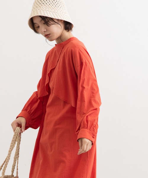 POU DOU DOU（プードゥドゥ）の「ケープデザイン2wayワンピース（ワンピース・レディース・イエロー/オレンジ/ミント/ライトグレー・3）」の9枚目の写真