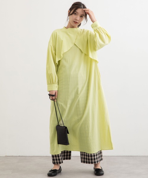 POU DOU DOU（プードゥドゥ）の「ケープデザイン2wayワンピース（ワンピース・レディース・イエロー/オレンジ/ミント/ライトグレー・3）」の21枚目の写真