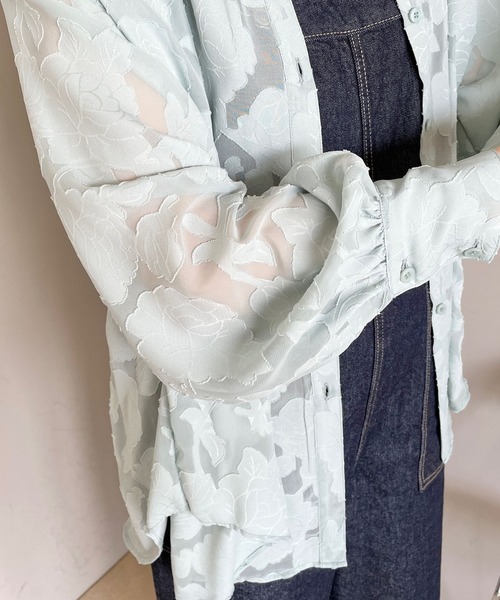 LOWRYS FARM（ローリーズファーム）の「ジャガードレースシャツロングスリーブ　185112（シャツ/ブラウス・レディース・グリーン/ホワイト/ブラック・FREE）」の19枚目の写真