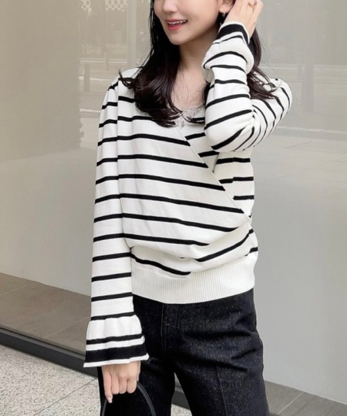 ハルヒロイン HALUHIROINE ニット HALUHIROINE（ハルヒロイン）の「カシュクールボーダーニット（ニット