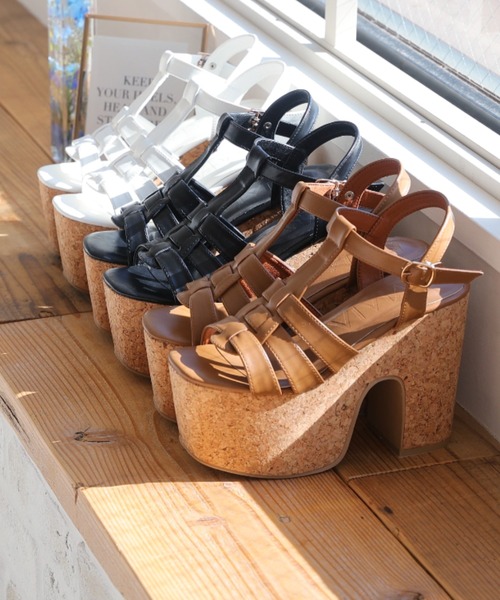 【ViVi掲載】PLATFORM WOOD サンダル VIVIAN（ヴィヴィアン）の「厚底プラットフォームグルカサンダル