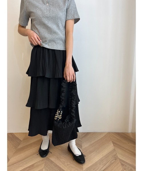 WC(ダブル シー)の「プリーツティアードロングスカート(スカート・レディース・ブラック/ホワイト・FREE)」の8枚目の写真