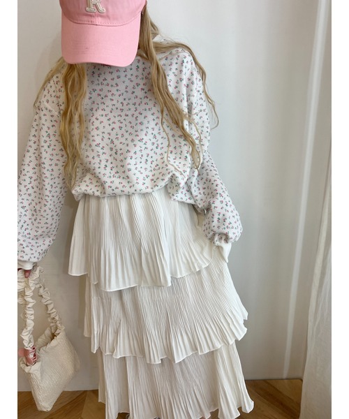 WC(ダブル シー)の「プリーツティアードロングスカート(スカート・レディース・ブラック/ホワイト・FREE)」の5枚目の写真