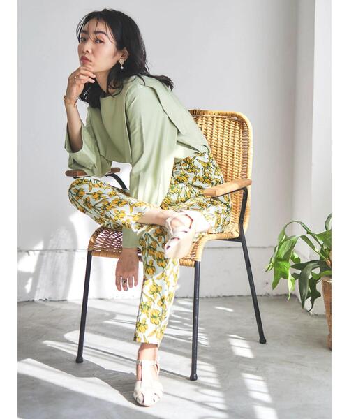 Green　Parks（グリーンパークス）の「Bon labre.レーヨン混スクエアカラーブラウス（シャツ/ブラウス・レディース・グリーン/ネイビー/オレンジ・FREE）」の8枚目の写真