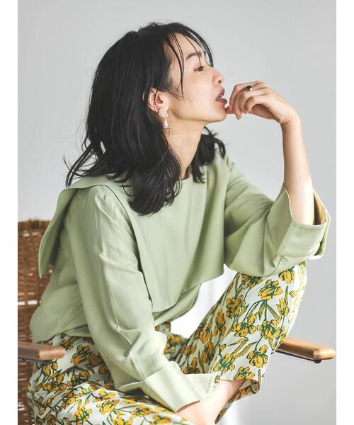 Green　Parks（グリーンパークス）の「Bon labre.レーヨン混スクエアカラーブラウス（シャツ/ブラウス・レディース・グリーン/ネイビー/オレンジ・FREE）」の11枚目の写真