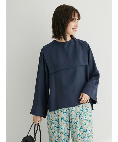 Green　Parks（グリーンパークス）の「Bon labre.レーヨン混スクエアカラーブラウス（シャツ/ブラウス・レディース・グリーン/ネイビー/オレンジ・FREE）」の17枚目の写真