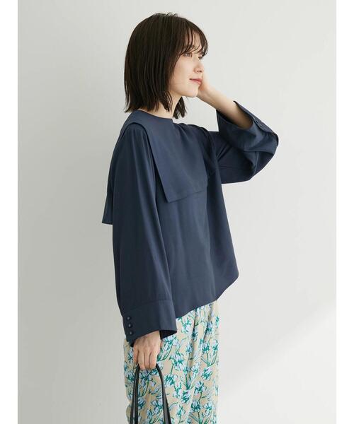 Green　Parks（グリーンパークス）の「Bon labre.レーヨン混スクエアカラーブラウス（シャツ/ブラウス・レディース・グリーン/ネイビー/オレンジ・FREE）」の9枚目の写真