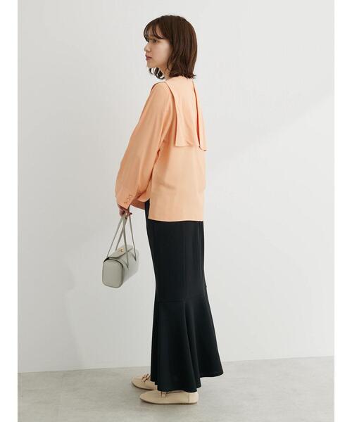 Green　Parks（グリーンパークス）の「Bon labre.レーヨン混スクエアカラーブラウス（シャツ/ブラウス・レディース・グリーン/ネイビー/オレンジ・FREE）」の18枚目の写真