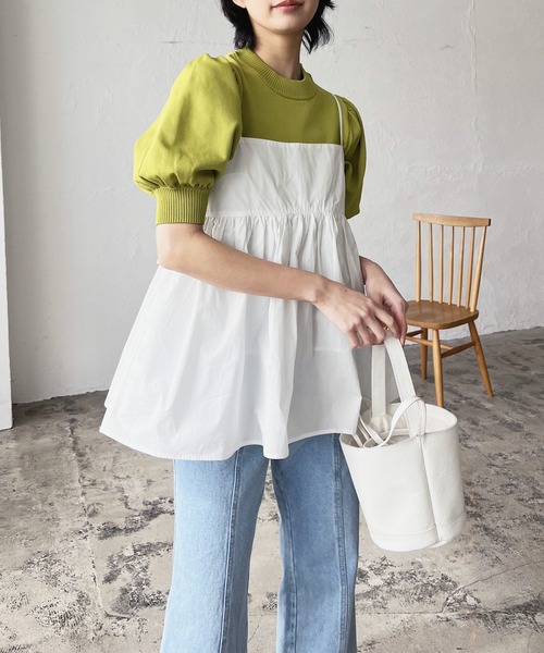 LIAN（リアン）の「タイプライターペプラムキャミソールトップス（その他トップス・レディース・オフホワイト/イエロー/ブラック・FREE）」の11枚目の写真