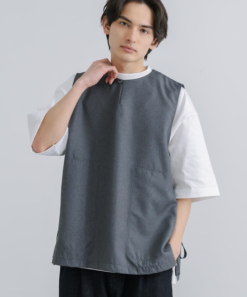 Audience(オーディエンス)の「日本製 接触冷感 リネンライク キーネックプルオーバーミリタリーベスト AUD7179(ベスト・メンズ・ブラック/チャコール・L/M)」の1枚目の写真