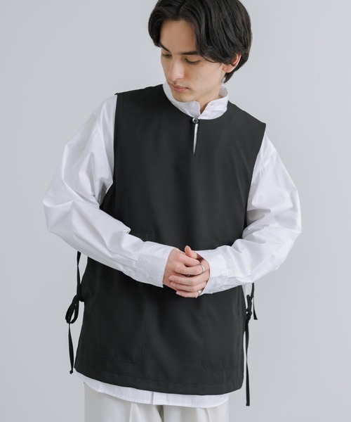 Audience(オーディエンス)の「日本製 接触冷感 リネンライク キーネックプルオーバーミリタリーベスト AUD7179(ベスト・メンズ・ブラック/チャコール・L/M)」の21枚目の写真