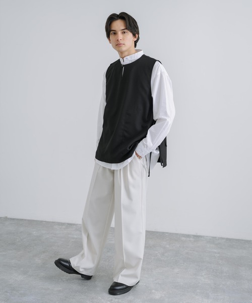 Audience(オーディエンス)の「日本製 接触冷感 リネンライク キーネックプルオーバーミリタリーベスト AUD7179(ベスト・メンズ・ブラック/チャコール・L/M)」の9枚目の写真