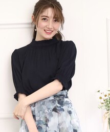 couture brooch | 【前後2WAY/夏まで使える定番ブラウス】シャーリングフリルネック5分袖ブラウス(シャツ/ブラウス)