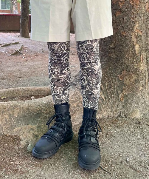 Healthknit(ヘルスニット)の「【 HealthKnit / ヘルスニット 】ペイズリー柄 レギンス 4201 SIP(レギンス/スパッツ・レディース・ブラック/レッド/グリーン・L/M)」の2枚目の写真