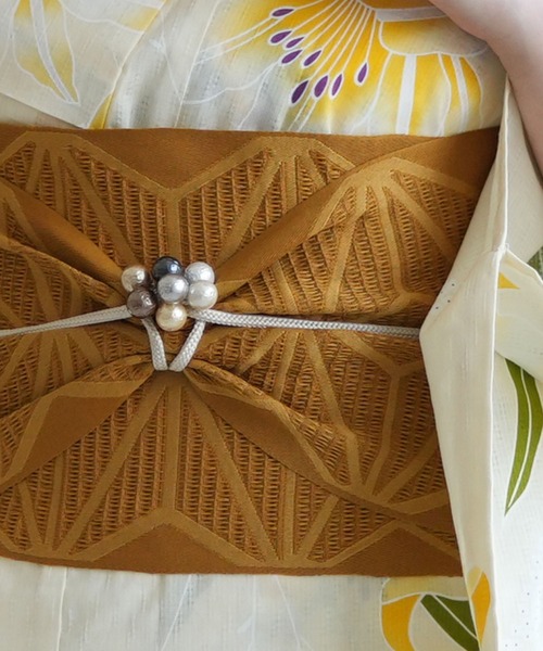 浴衣 3点セット イエロー オレンジ 浴衣 セット クリームイエロー