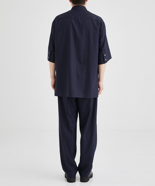 UJOH ウジョー ダークネイビー ストライプ スラックス 1 Tuck Belt PNT（スラックス）｜UJOH（ウジョー）の