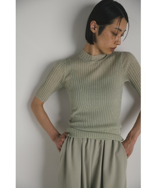 STYLEMIXER（スタイルミキサー）の「グロスシアーフスリーブニット（ニット/セーター・レディース・アイボリー/ライトブラウン/ネイビー/ブラック・FREE）」の9枚目の写真