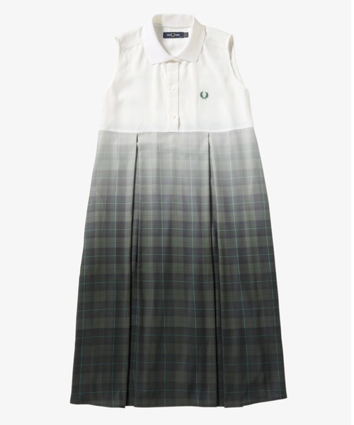 FRED PERRYノースリーブ プリーツワンピース チェック グレー FRED PERRY（フレッドペリー）の「Sleeveless Shirt Dress