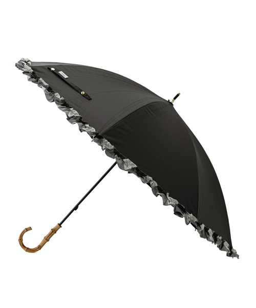Wpc.(ダブリュピーシー)の「【Wpc.】晴雨兼用/遮光バイアスチェックフリルパラソル(長傘・レディース・ブラック/ベージュ・FREE)」の3枚目の写真
