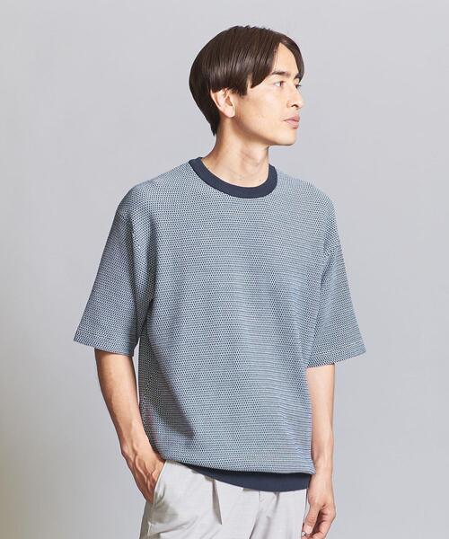 BEAUTY&YOUTH UNITED ARROWS(ビューティーアンドユースユナイテッドアローズ)の「ハイゲージ ドロップ パターン クルーネック ニット(ニット/セーター・メンズ・ベージュ/ネイビー/ナチュラル・S/M/XL/L)」の3枚目の写真