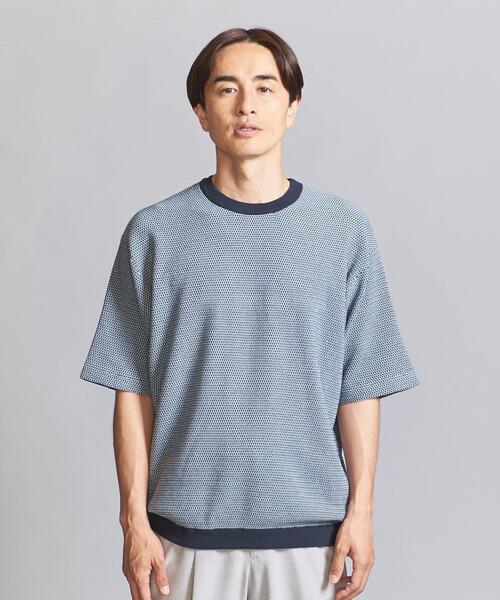 BEAUTY&YOUTH UNITED ARROWS(ビューティーアンドユースユナイテッドアローズ)の「ハイゲージ ドロップ パターン クルーネック ニット(ニット/セーター・メンズ・ベージュ/ネイビー/ナチュラル・S/M/XL/L)」の4枚目の写真