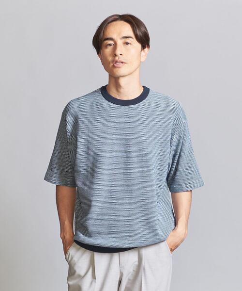 BEAUTY&YOUTH UNITED ARROWS(ビューティーアンドユースユナイテッドアローズ)の「ハイゲージ ドロップ パターン クルーネック ニット(ニット/セーター・メンズ・ベージュ/ネイビー/ナチュラル・S/M/XL/L)」の7枚目の写真