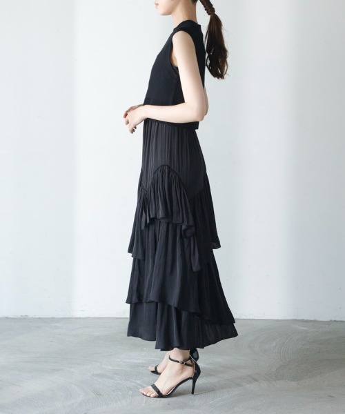 M.deux(エムドゥ)の「【ティアードコンビワンピース】(ワンピース・レディース・ブラック・MEDIUM)」の5枚目の写真