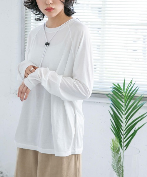 KBF(ケイビーエフ)の「ラグランステッチロンTEE(Tシャツ/カットソー・レディース・グリーン系その他/オフホワイト/ネイビー・ONE)」の5枚目の写真