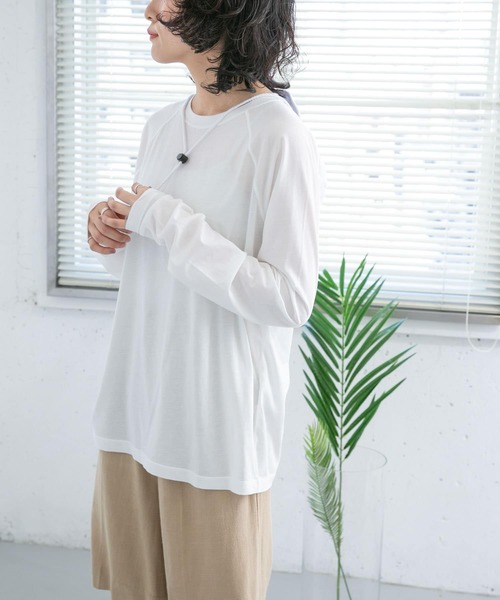 KBF(ケイビーエフ)の「ラグランステッチロンTEE(Tシャツ/カットソー・レディース・グリーン系その他/オフホワイト/ネイビー・ONE)」の6枚目の写真
