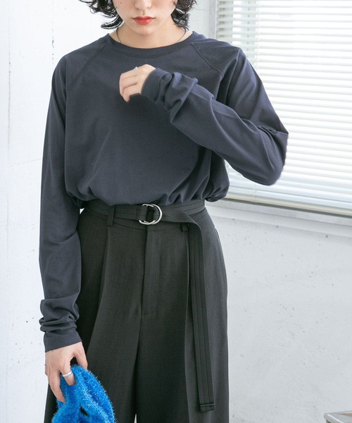 KBF(ケイビーエフ)の「ラグランステッチロンTEE(Tシャツ/カットソー・レディース・グリーン系その他/オフホワイト/ネイビー・ONE)」の11枚目の写真