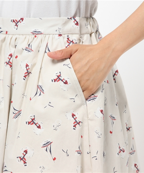 BEAMS LIGHTS Women's（ビームスライツ ウィメンズ）の「BEAMS LIGHTS / マリン柄 ギャザースカート（スカート・レディース・オフホワイト/ネイビー・36/38）」の10枚目の写真